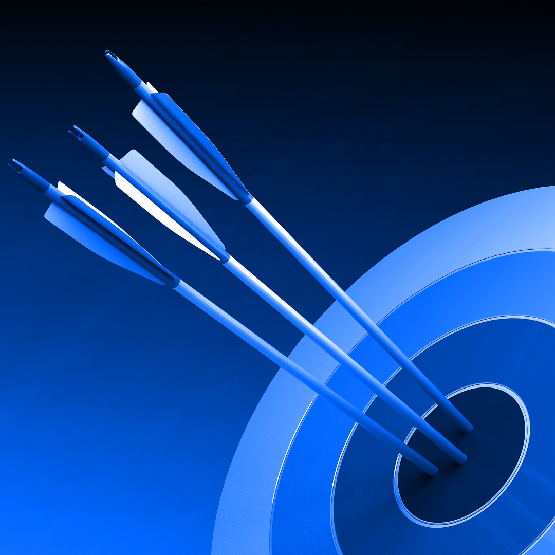 Hand pointing to a cloud of digital business icons